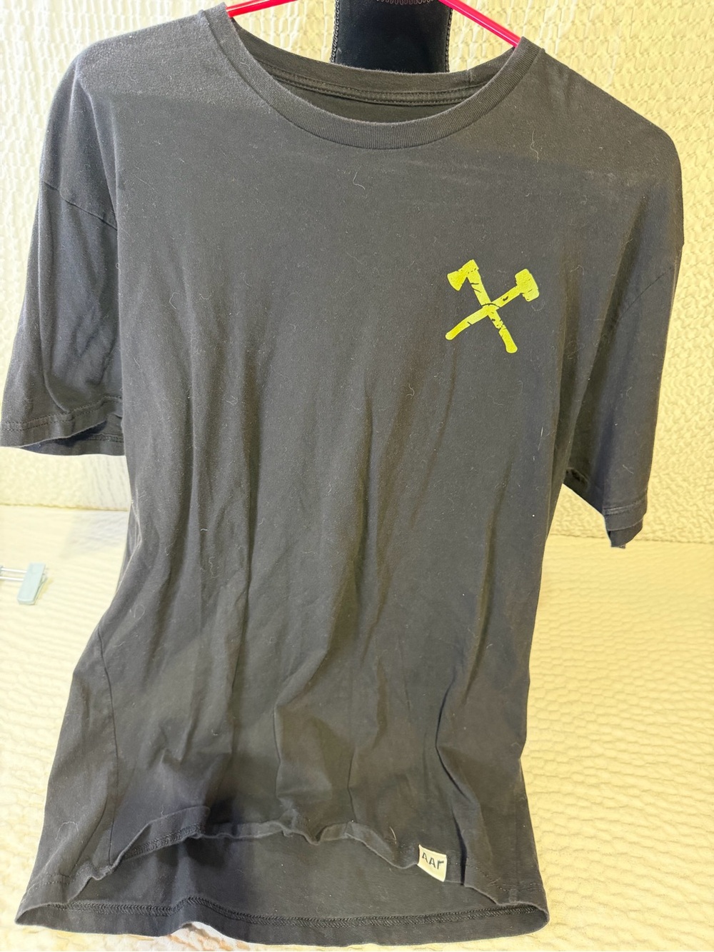 Men's Black Short Sleeve Tee with Yellow Axe Logo